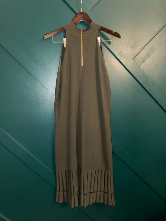 Michael Kors Olive Green Knit Dress with Gold Hardware - Picture 2 of 7